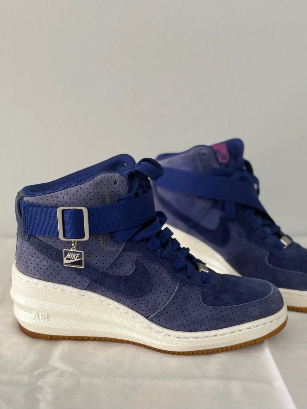 Nike Air Navy Suede High-Top Sneakers‎ with White Midsole